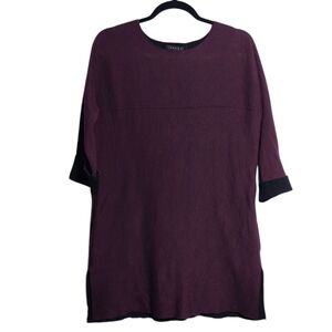 TAHARI Women's Burgundy 3/4 Sleeve Pullover Tunic Length Sweater Size Small